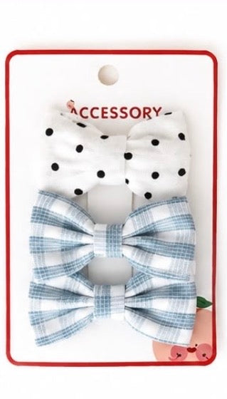 Blue Floral & Polka Dot Bows